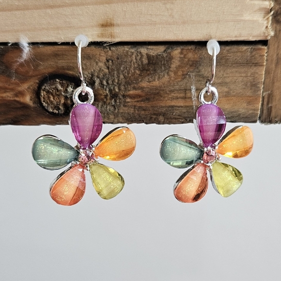 Multicolor Flower Drop Earrings - Picture 1 of 4